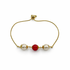 Coral Pearl Luxe Bracelet – A Bold Touch of Timeless Elegance