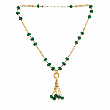 Green Beads Tassel Necklace – Italian Metal Statement Necklace
