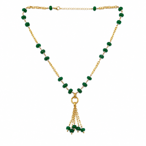 Green Beads Tassel Necklace – Italian Metal Statement Necklace