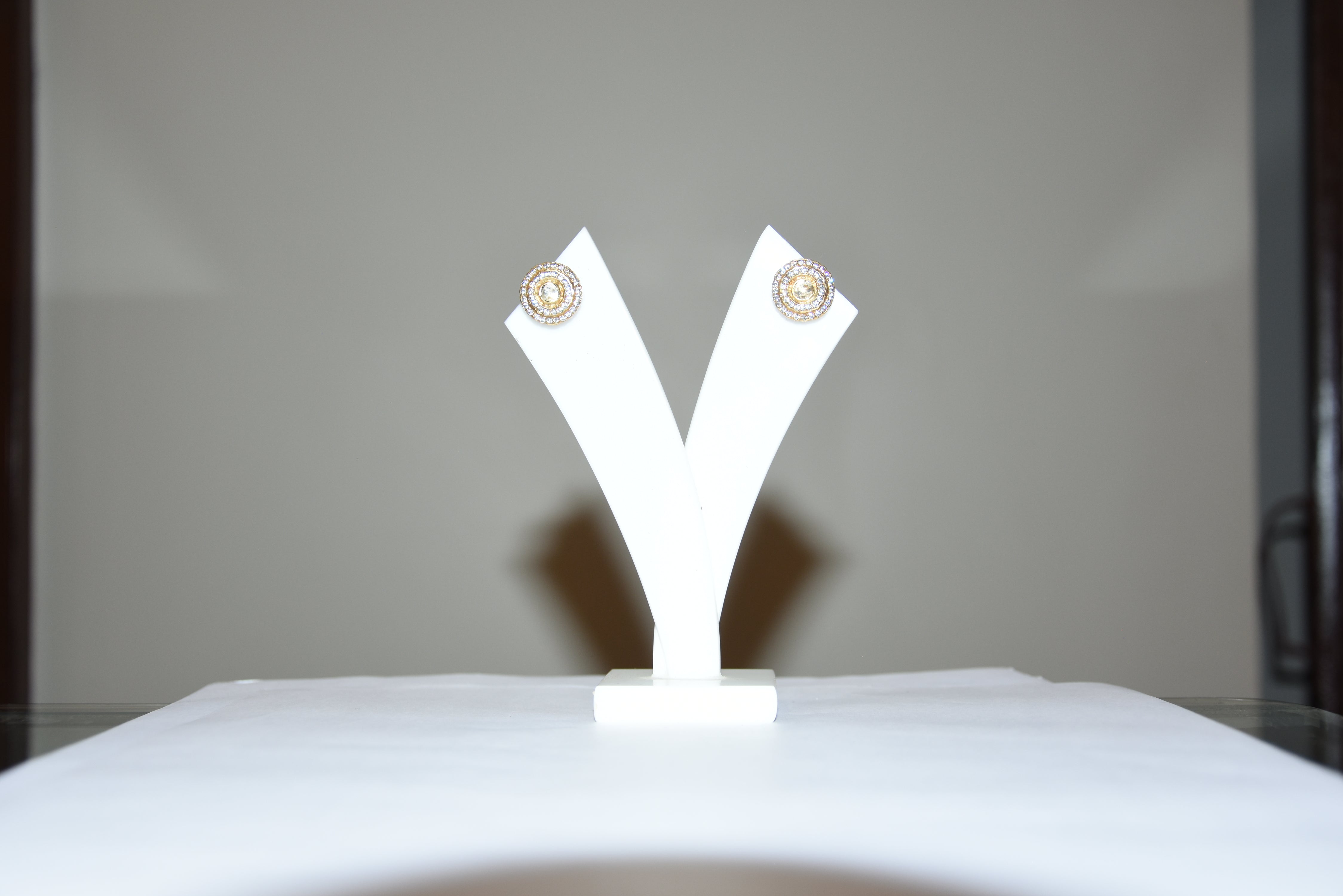Radiant Round Stone Stud Earrings